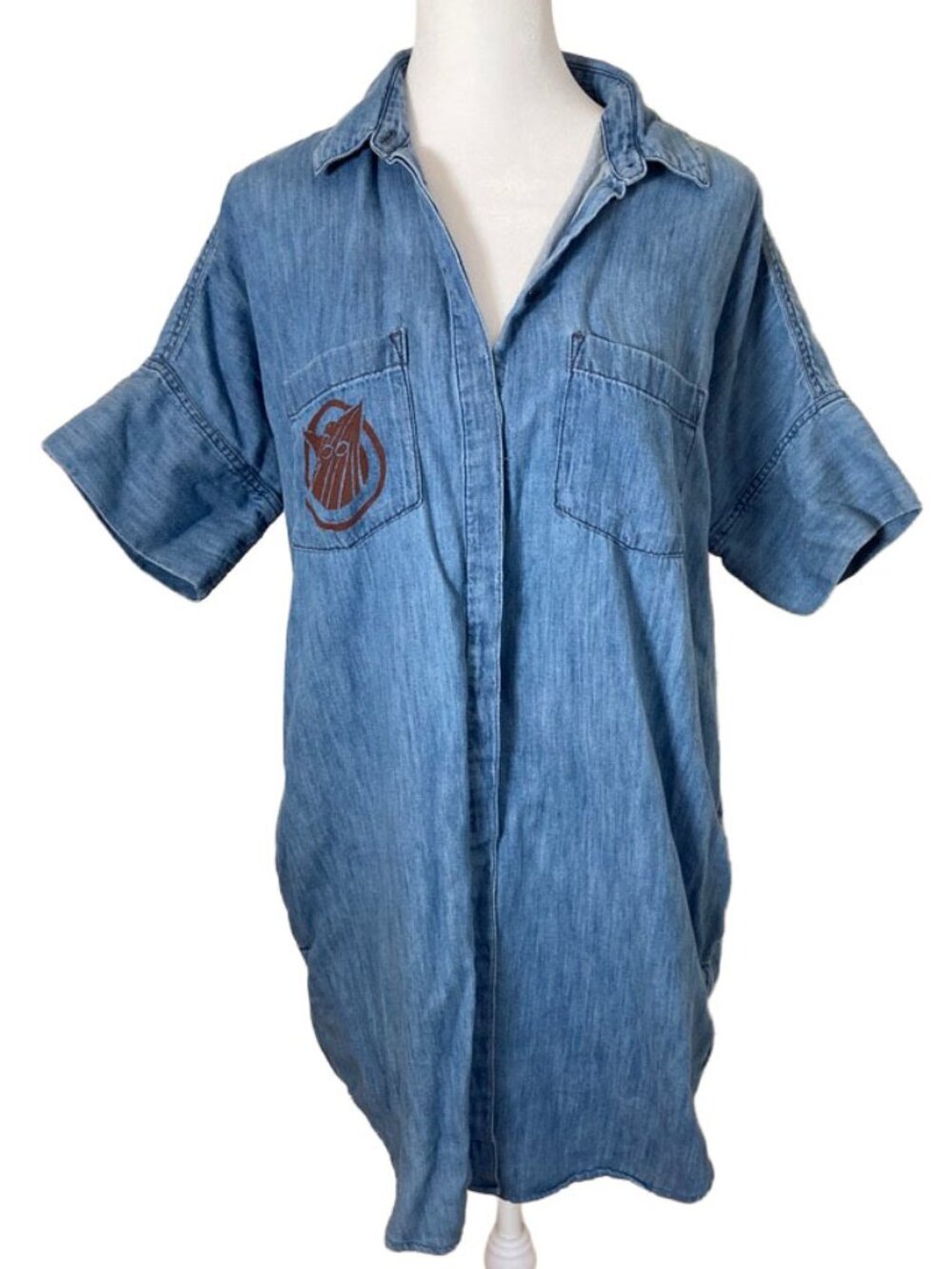 Madewell Denim Shirtdress M • Soft Chambray • Short Sleeve Pocket